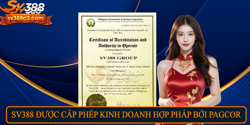 SV388 được cấp phép kinh doanh hợp pháp bởi PAGCOR