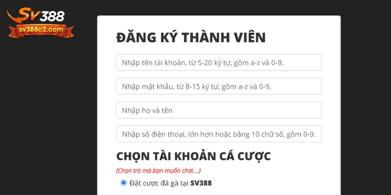 Hướng dẫn quy trình đăng ký tài khoản SV388