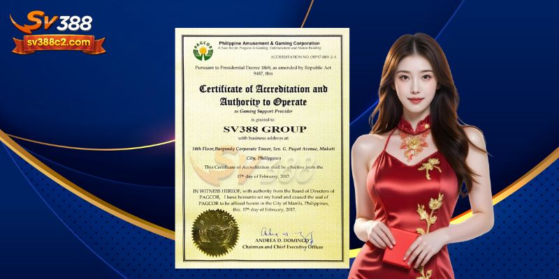 SV388 được cấp phép kinh doanh hợp pháp bởi PAGCOR