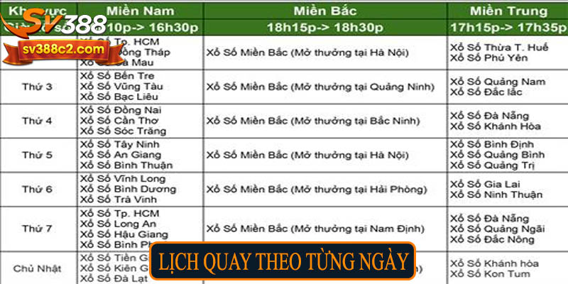 Lịch quay theo từng ngày