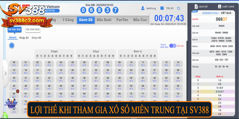 Lợi thế khi tham gia xổ số miền Trung tại SV388